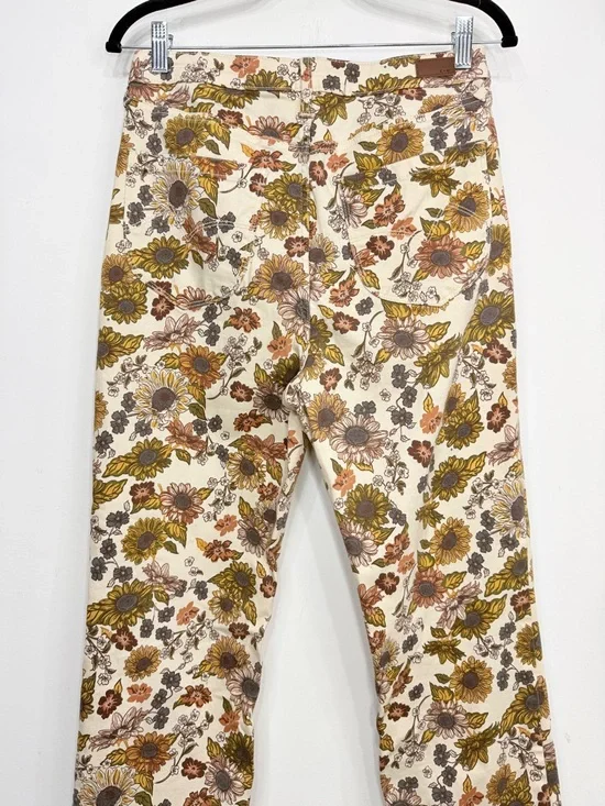 Cleo + Wolf Country Garden Yellow Floral Print High Rise Boot Cut Jeans - Picture 13 of 16